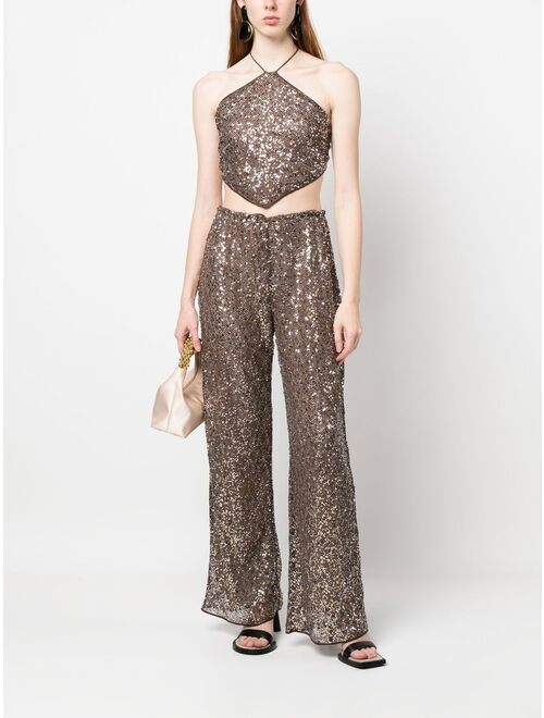 sequin flared trousers