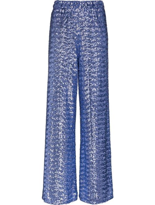 Oseree sequin-embellished wide-leg trousers