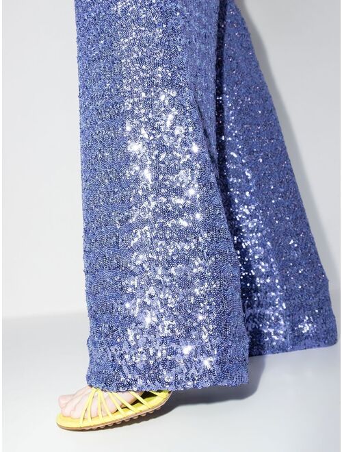 Oseree sequin-embellished wide-leg trousers