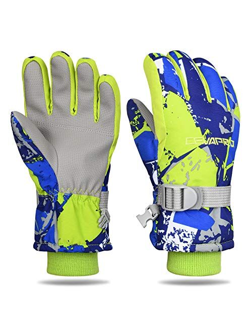 Cevapro -30 Ski Gloves Kids Winter Snow Gloves Waterproof Cold Weather Gloves for Boys Girls