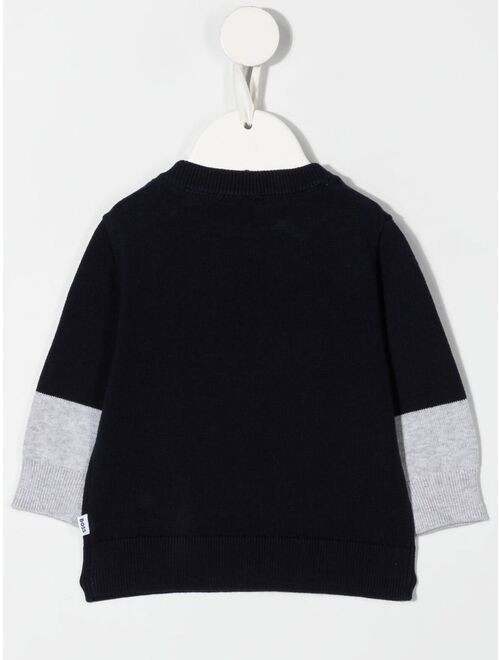 BOSS Kidswear two-tone logo-print jumper