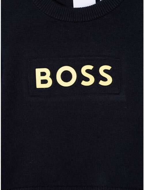 BOSS Kidswear two-tone logo-print jumper