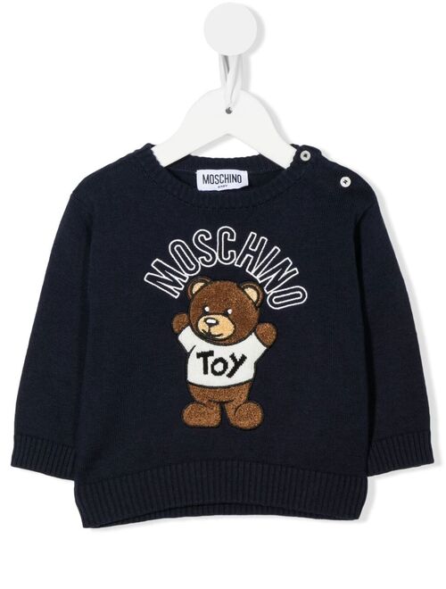 Moschino Kids embroidered-logo teddy-bear jumper