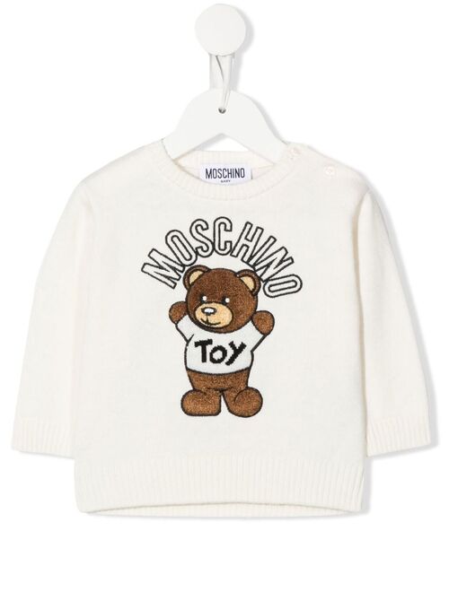 Moschino Kids cotton-wool logo-knit jumper