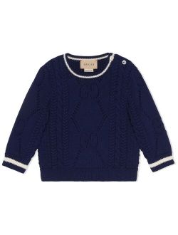 Kids logo-stitch cotton jumper