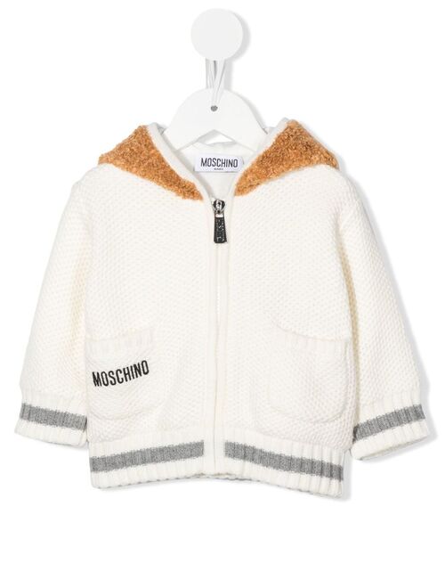 Moschino Kids Teddy Bear-hood logo cardigan