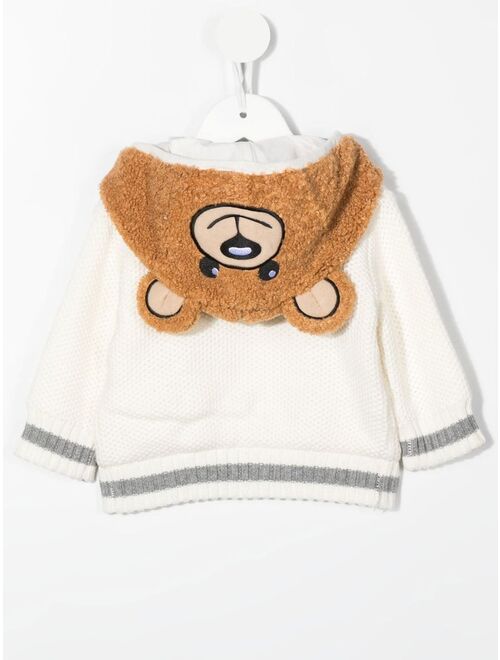 Moschino Kids Teddy Bear-hood logo cardigan