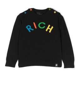 John Richmond Junior intarsia-knit logo jumper