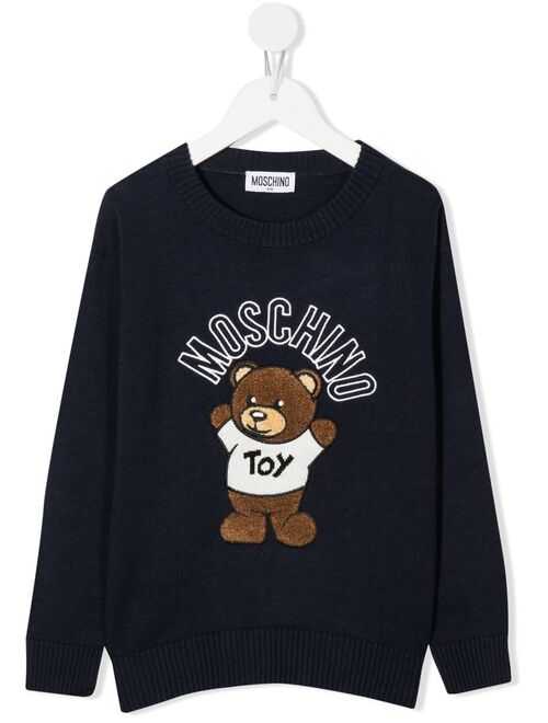 Moschino Kids embroidered-logo knit jumper