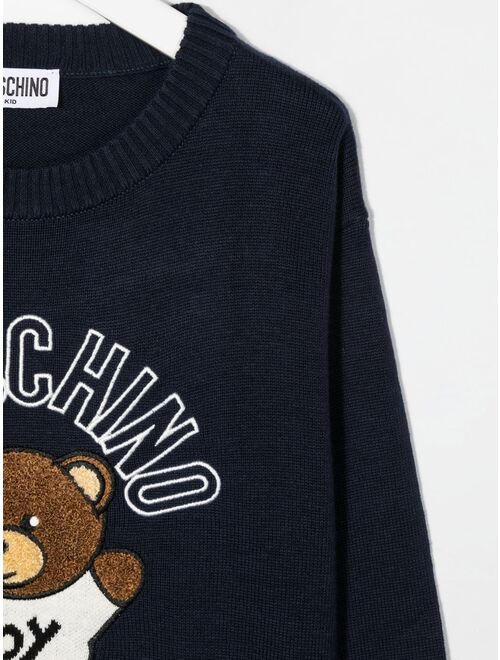 Moschino Kids embroidered-logo knit jumper