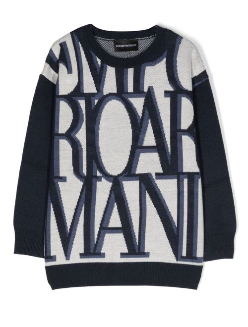 Emporio Armani Kids logo-print knit jumper