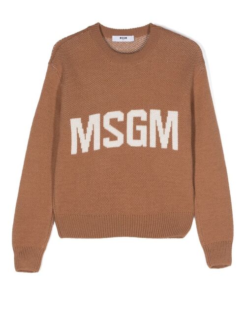 MSGM Kids logo crew-neck jumper