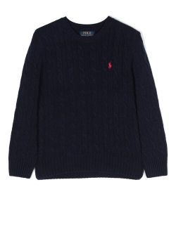 Ralph Lauren Kids embroidered-logo cable-knit jumper