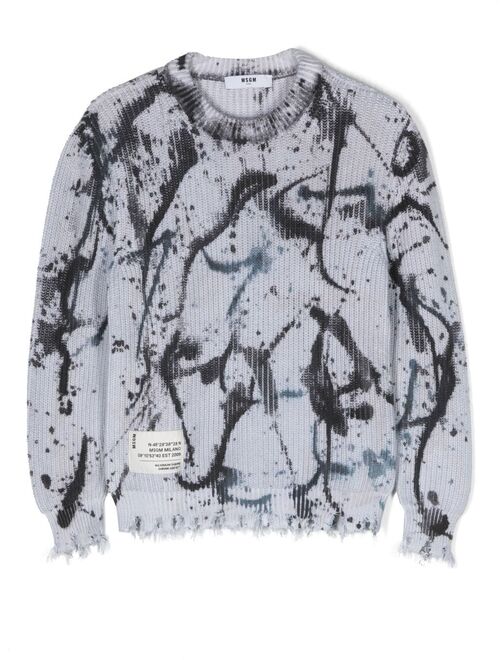 MSGM Kids tie-dye distressed jumper