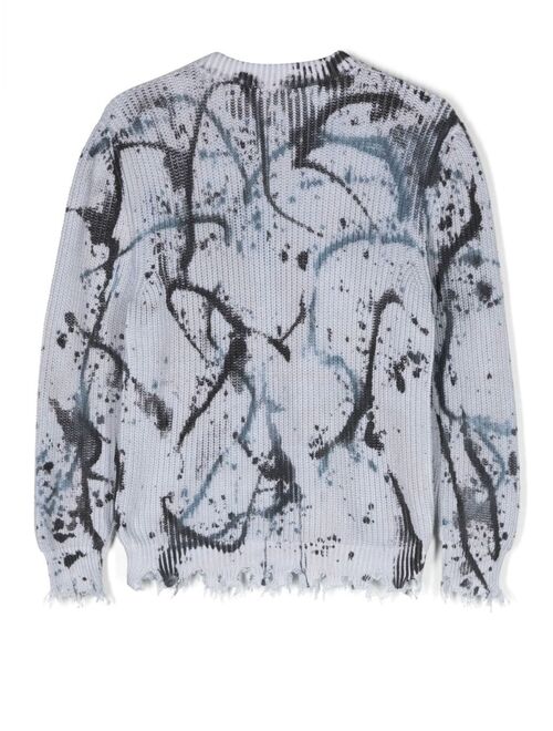 MSGM Kids tie-dye distressed jumper