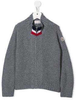 Enfant stripe-detail virgin wool cardigan