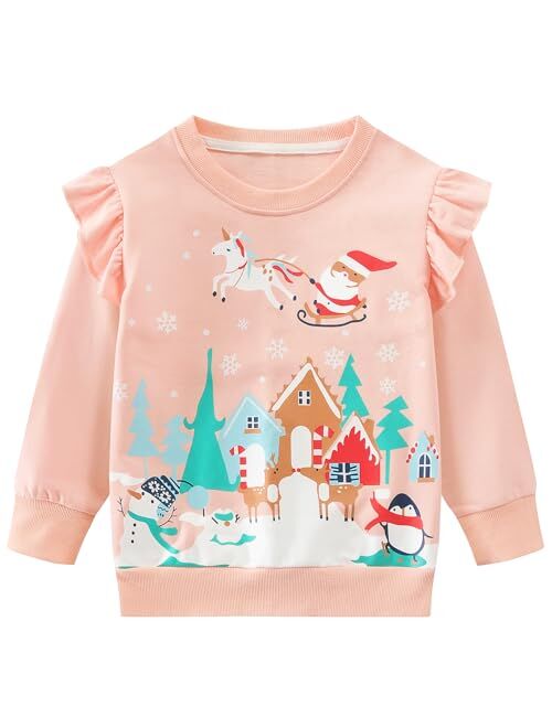 Little Hand Toddler Girls Sweatshirts Crewneck Hoodies Long Sleeve Collage T Shirts Kids Pullover Tops