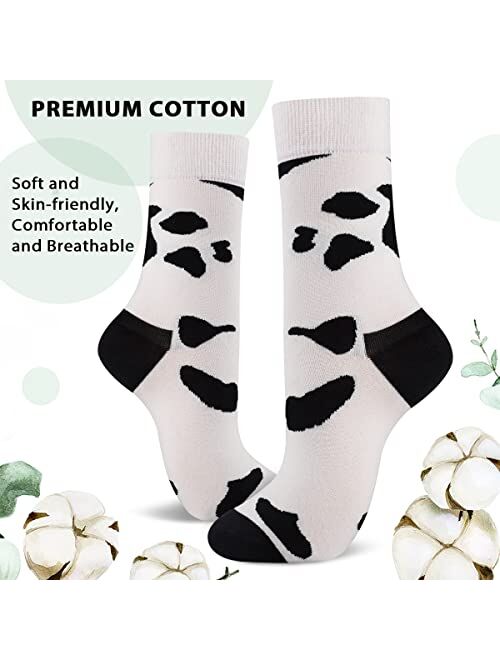 Heatuff Women's 5 Pack Cotton Funny Crew Socks Fun Cozy Cute Novetly Causal Patterned Socks for Women Gifts