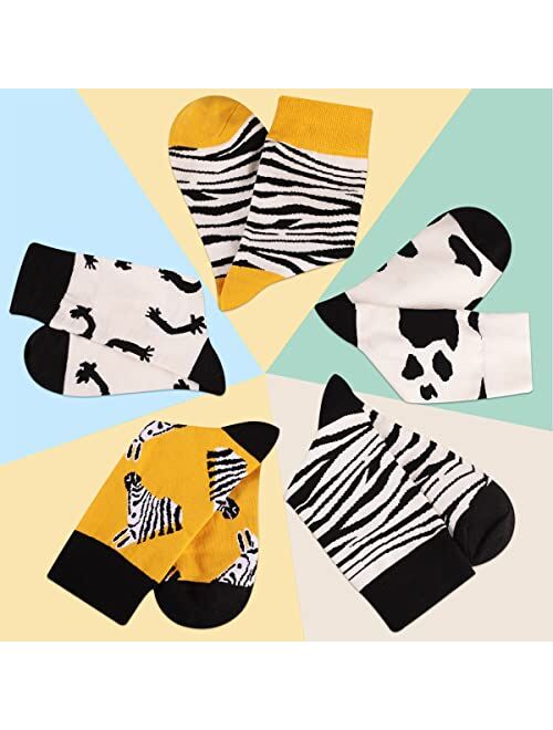 Heatuff Women's 5 Pack Cotton Funny Crew Socks Fun Cozy Cute Novetly Causal Patterned Socks for Women Gifts