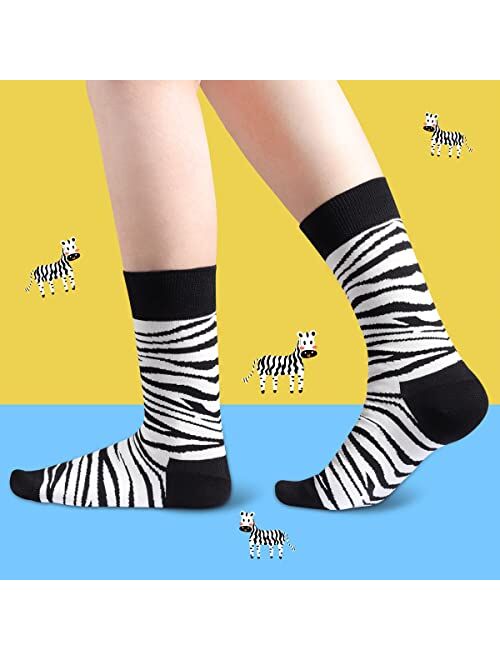 Heatuff Women's 5 Pack Cotton Funny Crew Socks Fun Cozy Cute Novetly Causal Patterned Socks for Women Gifts