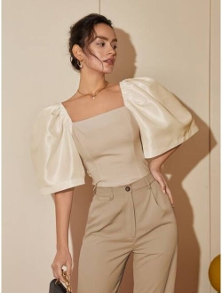 Square Neck Puff Sleeve Blouse