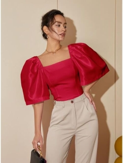 Square Neck Puff Sleeve Blouse