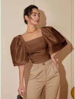 Square Neck Puff Sleeve Blouse