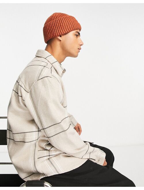 Jack & Jones chunky beanie in neppy yarn in burnt orange