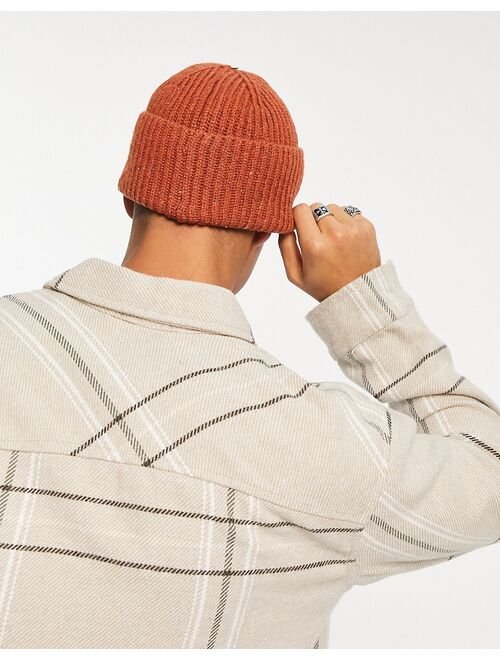 Jack & Jones chunky beanie in neppy yarn in burnt orange