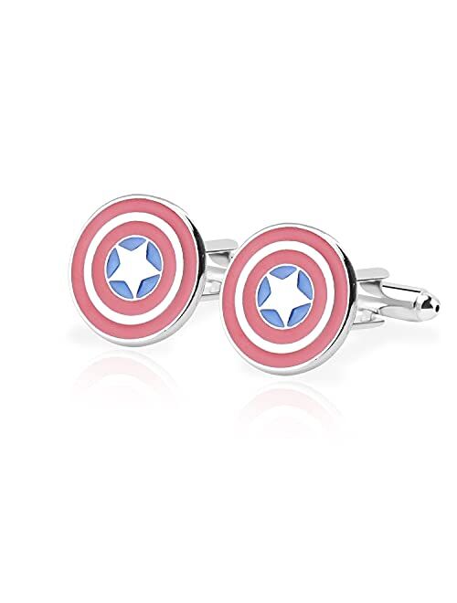 G-Ahora Avengers Superhero Cufflinks Captain America Batman Cufflink Formal Wear Avengers Tie Clips For Men Party Shirt Cufflink with Gift Box