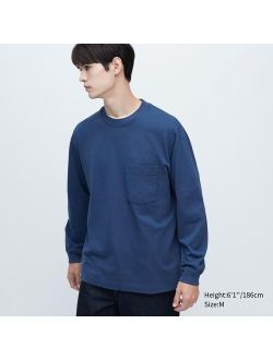 Washed Cotton Crew Neck Long-Sleeve T-Shirt