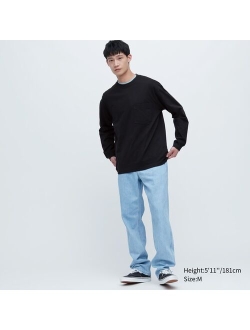 Washed Cotton Crew Neck Long-Sleeve T-Shirt