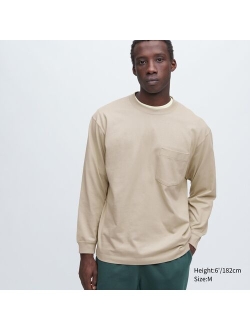 Washed Cotton Crew Neck Long-Sleeve T-Shirt