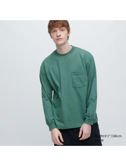 Washed Cotton Crew Neck Long-Sleeve T-Shirt