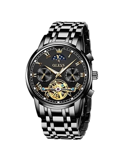 Mens Watches Fashion Automatic Luxury Skeleton Stainless Steel Upgraded Mechanical Business Wrist Watches for Men