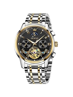 Mens Watches Fashion Automatic Luxury Skeleton Stainless Steel Upgraded Mechanical Business Wrist Watches for Men