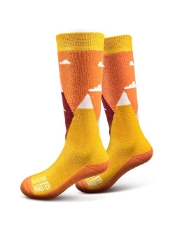 OutdoorMaster Kids Ski Socks - Merino Wool Blend, OTC Design w/ Non-Slip Cuff