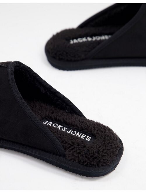 Jack & Jones faux-suede slippers in black