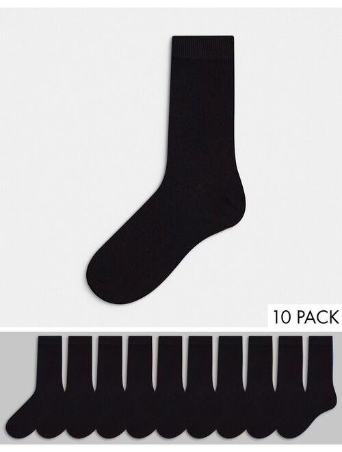 Jack & Jones 10 pack socks with logo in black