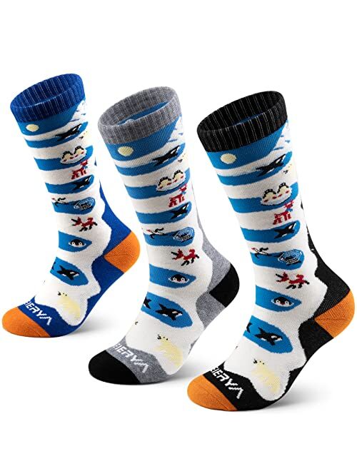 WEIERYA Kids Ski Socks Merino Wool, Thermal Snow Socks, Knee-high Wool Socks for Boys and Girls, 1/3 Pairs