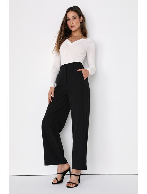 Lulus Bold and Classy Black High-Waisted Wide Leg Trouser Pants