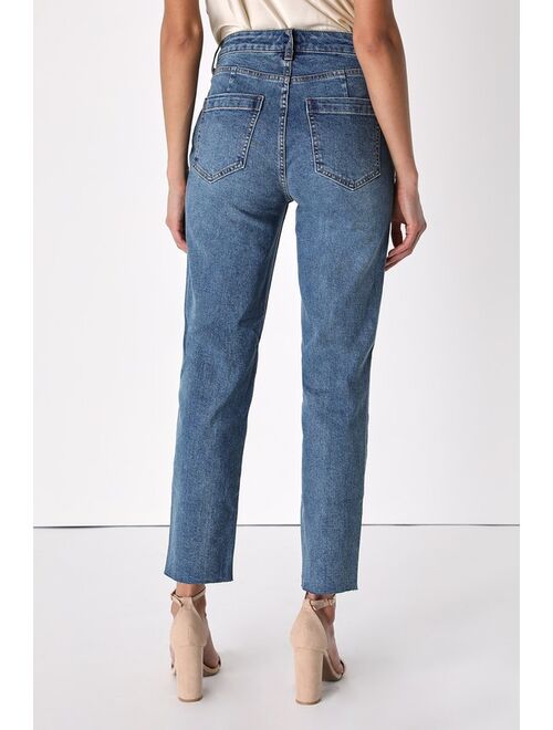 Free People CRVY Medium Wash High Rise Straight Leg Jeans