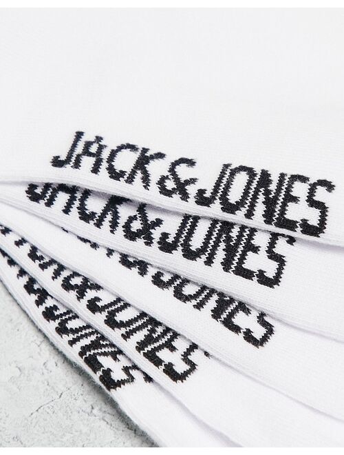 Jack & Jones 5 pack crew socks in white