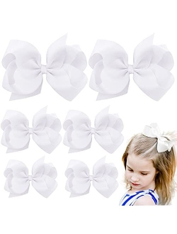 AILEAM Hair Bows for Girls 6PCS Girls Toddler bows Clips Navy Blue Grosgrain Ribbon Alligator Clips Kids Hair Accessories ( 6inch 2, 4inch 2, 3inch 2)