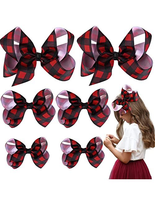 AILEAM Hair Bows for Girls 6PCS Girls Toddler bows Clips Navy Blue Grosgrain Ribbon Alligator Clips Kids Hair Accessories ( 6inch 2, 4inch 2, 3inch 2)