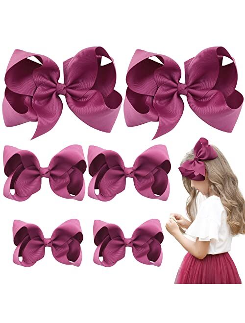 AILEAM Hair Bows for Girls 6PCS Girls Toddler bows Clips Navy Blue Grosgrain Ribbon Alligator Clips Kids Hair Accessories ( 6inch 2, 4inch 2, 3inch 2)