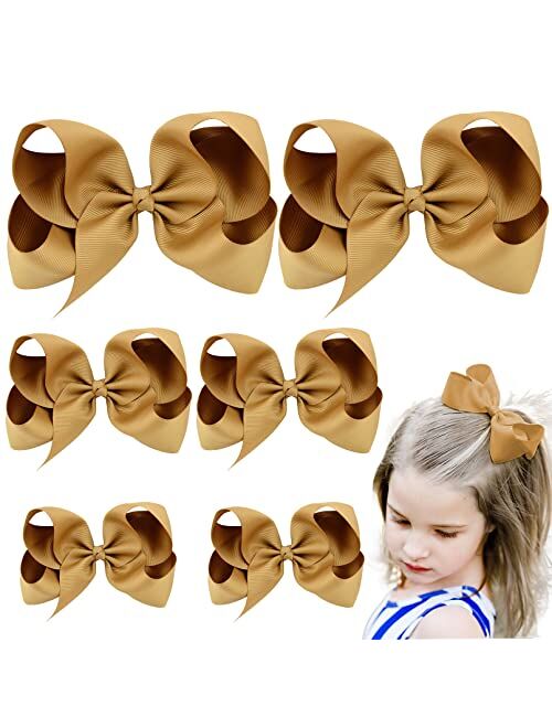 AILEAM Hair Bows for Girls 6PCS Girls Toddler bows Clips Navy Blue Grosgrain Ribbon Alligator Clips Kids Hair Accessories ( 6inch 2, 4inch 2, 3inch 2)