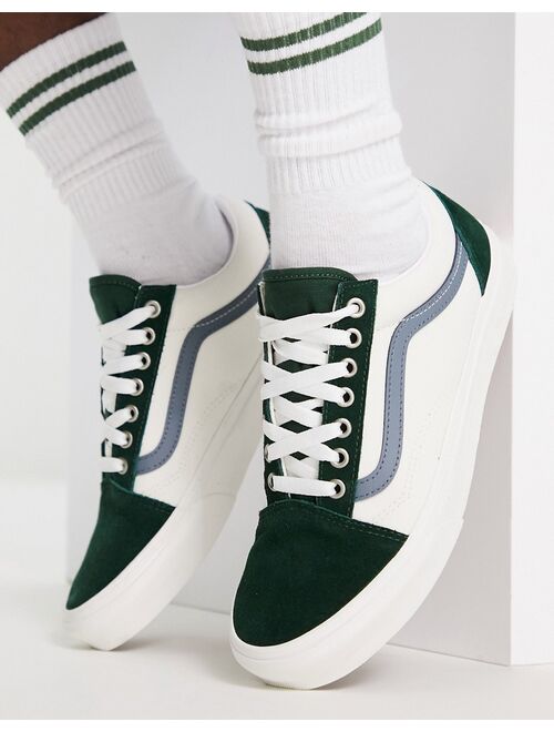 Vans SK8-Hi Varsity Canvas sneakers in white and teal