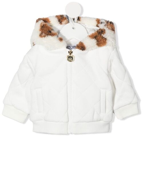 Moschino Kids fleece hood quilted jacket