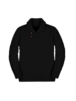 Teurkia Boys Shawl Collar Pullover Sweater Long Sleeve Button Cable Knit Top